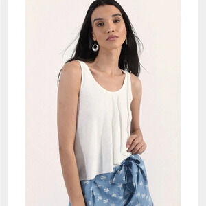 Aqua Sleeveless Asymmetric Overlay Tank Top Women’s S White Lightweight Classy